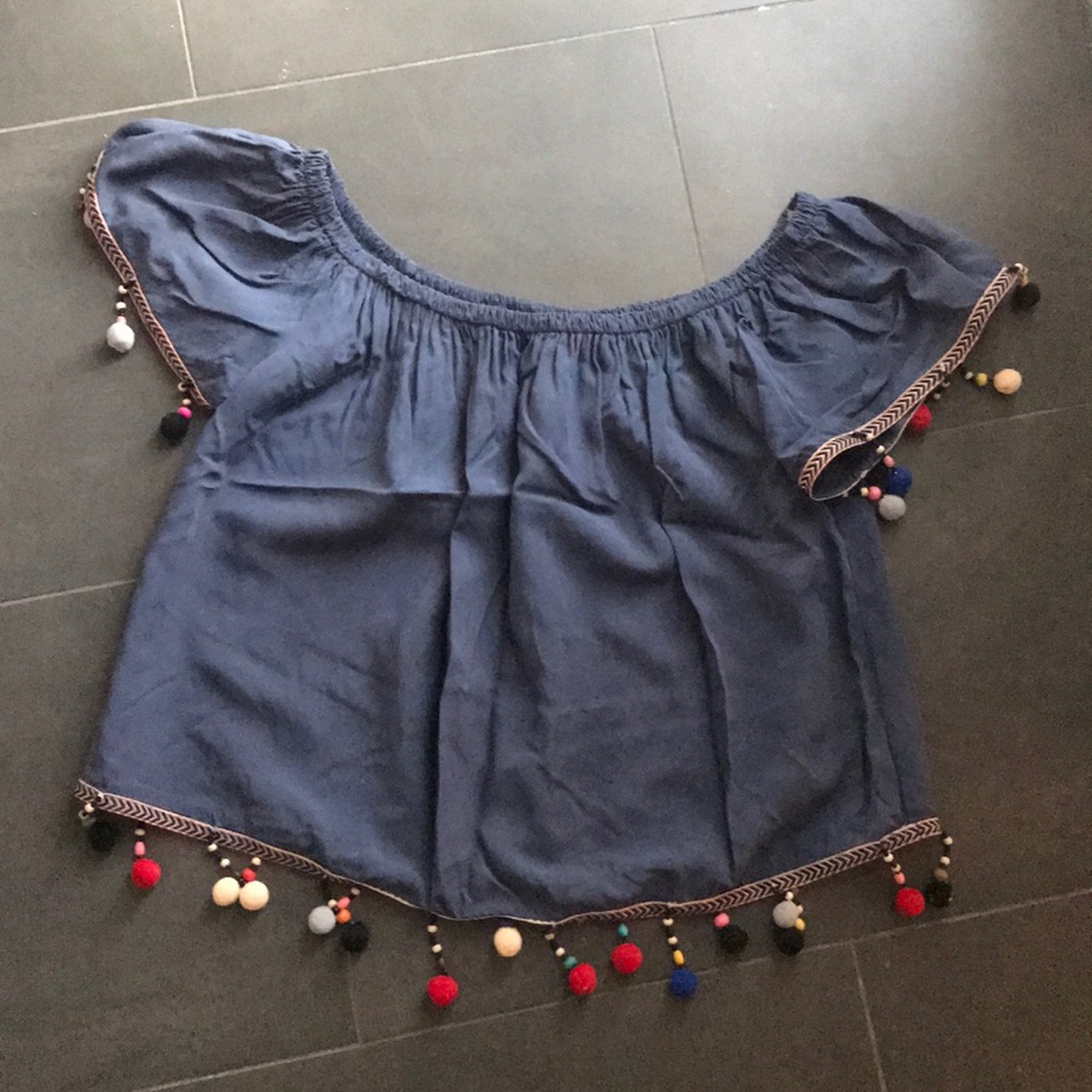 Navy Pom-Pom shirt